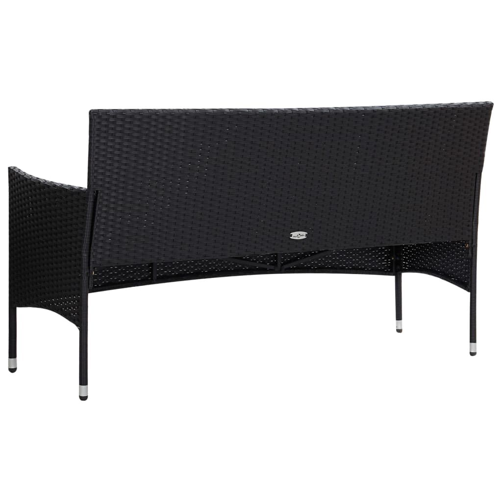 vidaXL 5 Piece Garden Lounge Set With Cushions Poly Rattan Black