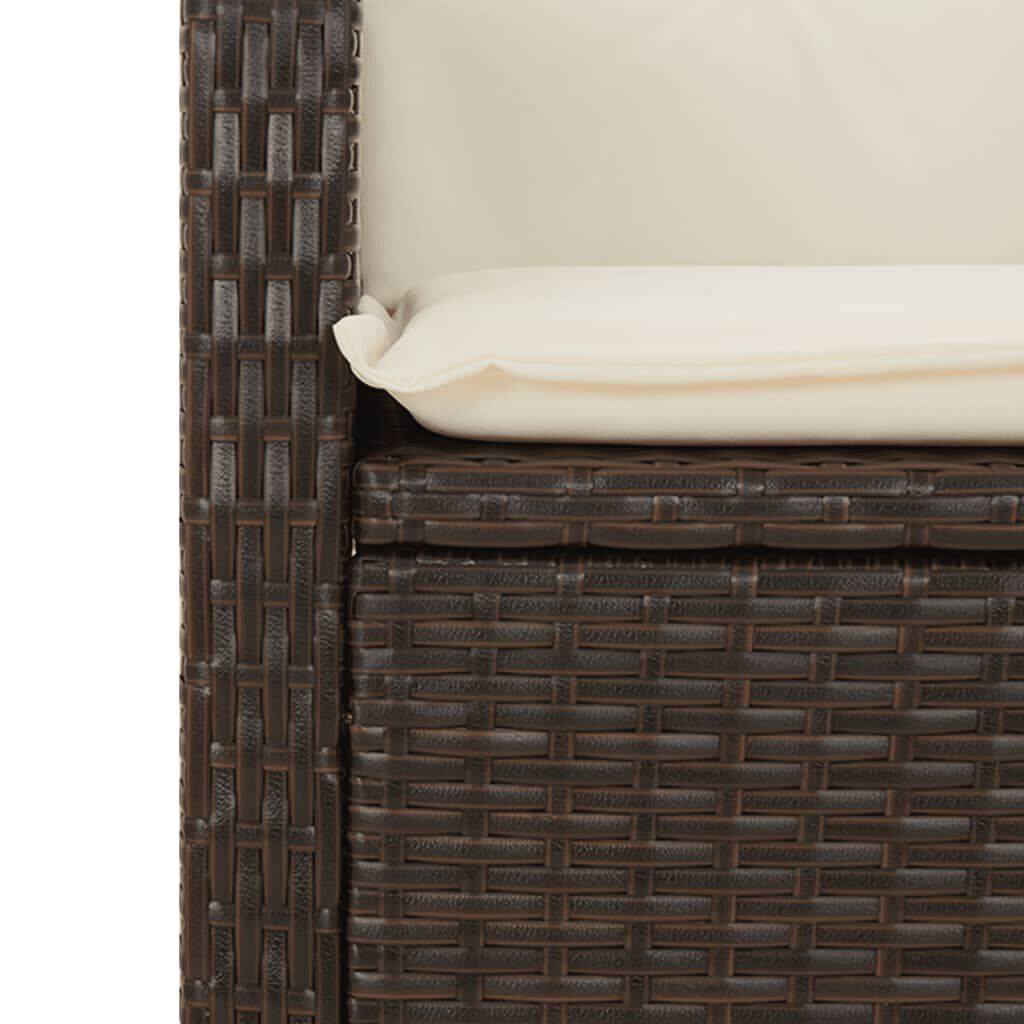 vidaXL 3 Piece Bistro Set with Cushions Brown Poly Rattan