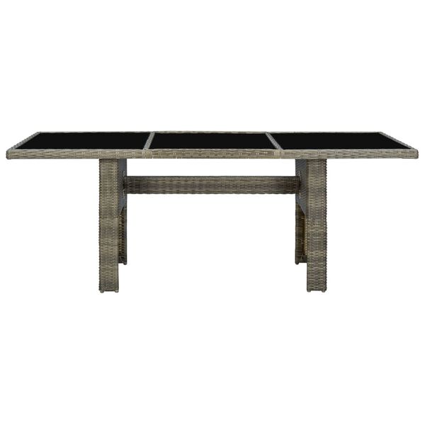 vidaXL Garden Table Brown Poly Rattan and Tempered Glass