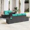 vidaXL Garden Sofa Set with Cushion 6 pcs Black and Turquoise