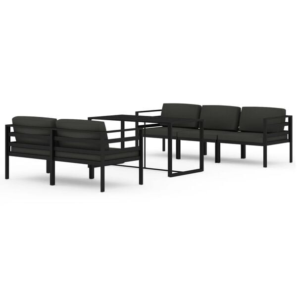 vidaXL 6 Piece Garden Lounge Set with Cushions Aluminium Anthracite