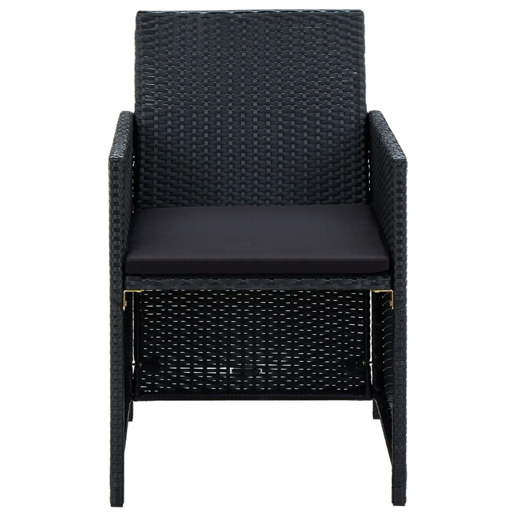 vidaXL 4 Piece Garden Lounge Set with Cushions Poly Rattan Black