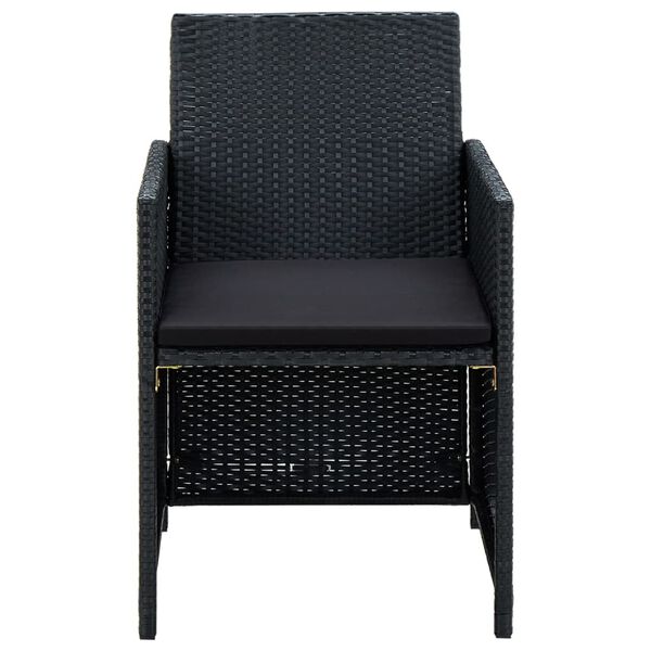 vidaXL 4 Piece Garden Lounge Set with Cushions Poly Rattan Black