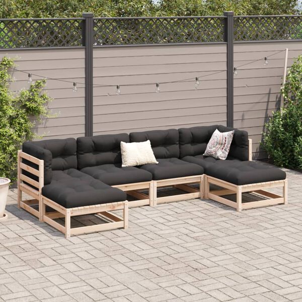 vidaXL 6 Piece Garden Sofa Set with Cushions Solid Wood Pine