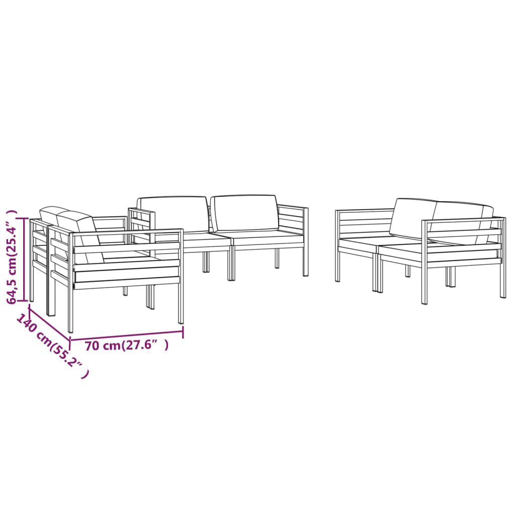 vidaXL 6 Piece Garden Lounge Set with Cushions Aluminium Anthracite