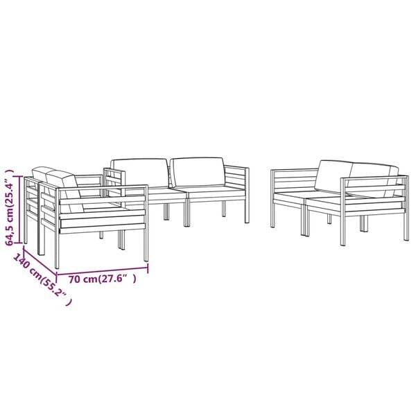 vidaXL 6 Piece Garden Lounge Set with Cushions Aluminium Anthracite