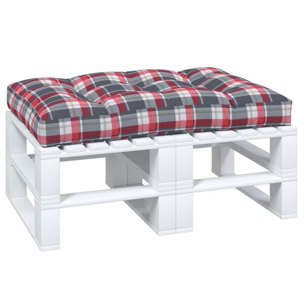 vidaXL Pallet Cushion Red Check Pattern 120x80x12 cm Fabric