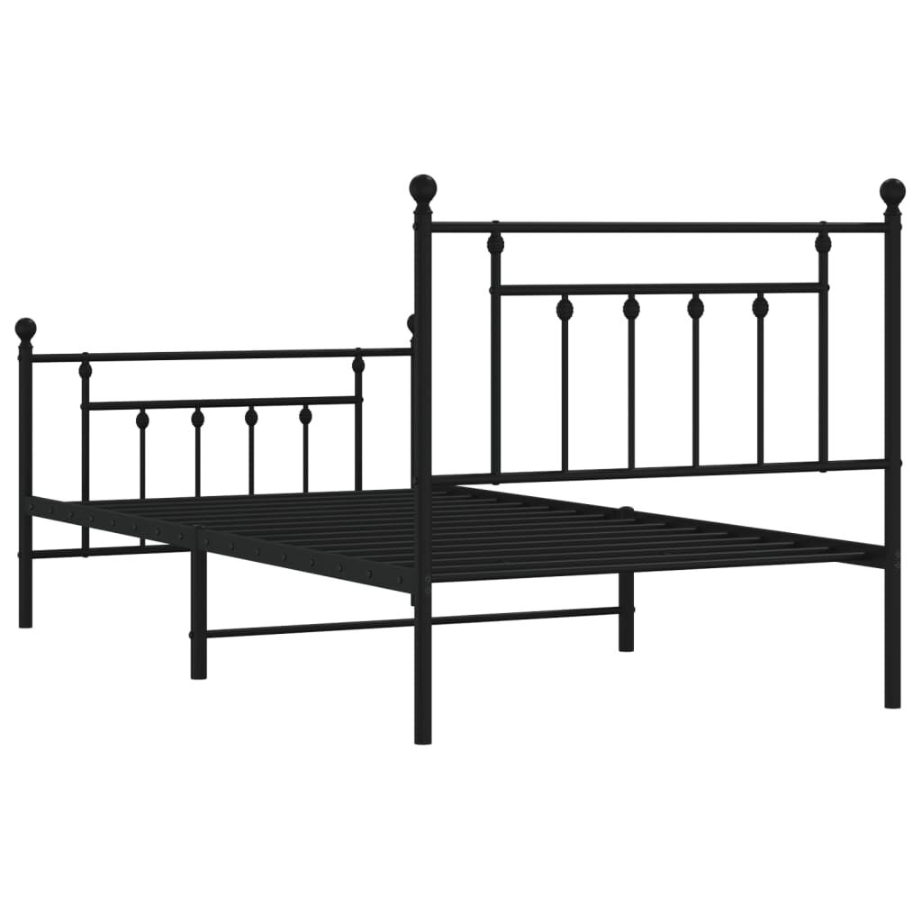 vidaXL Metal Bed Frame without Mattress with Footboard Black 100x190cm