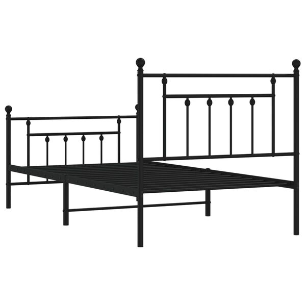 vidaXL Metal Bed Frame without Mattress with Footboard Black 100x190cm