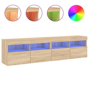 vidaXL TV Wall Cabinets with LED Lights 2 pcs Sonoma Oak 80x30x40 cm