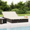 vidaXL 2-Person Sunbed with Cushions Black Poly Rattan