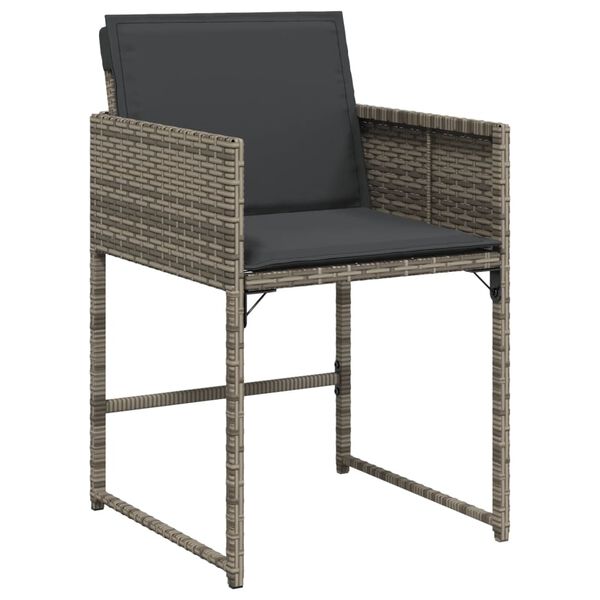 vidaXL 9 Piece Garden Dining Set with Cushions Grey Poly Rattan