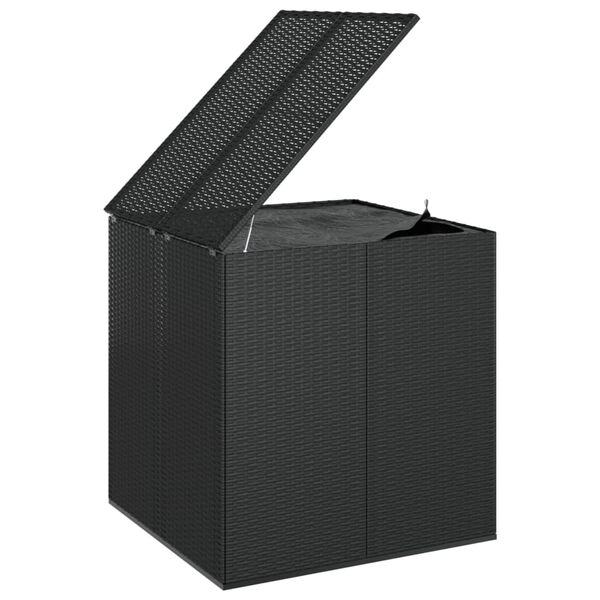 vidaXL Garden Cushion Box PE Rattan 100x97.5x104 cm Black
