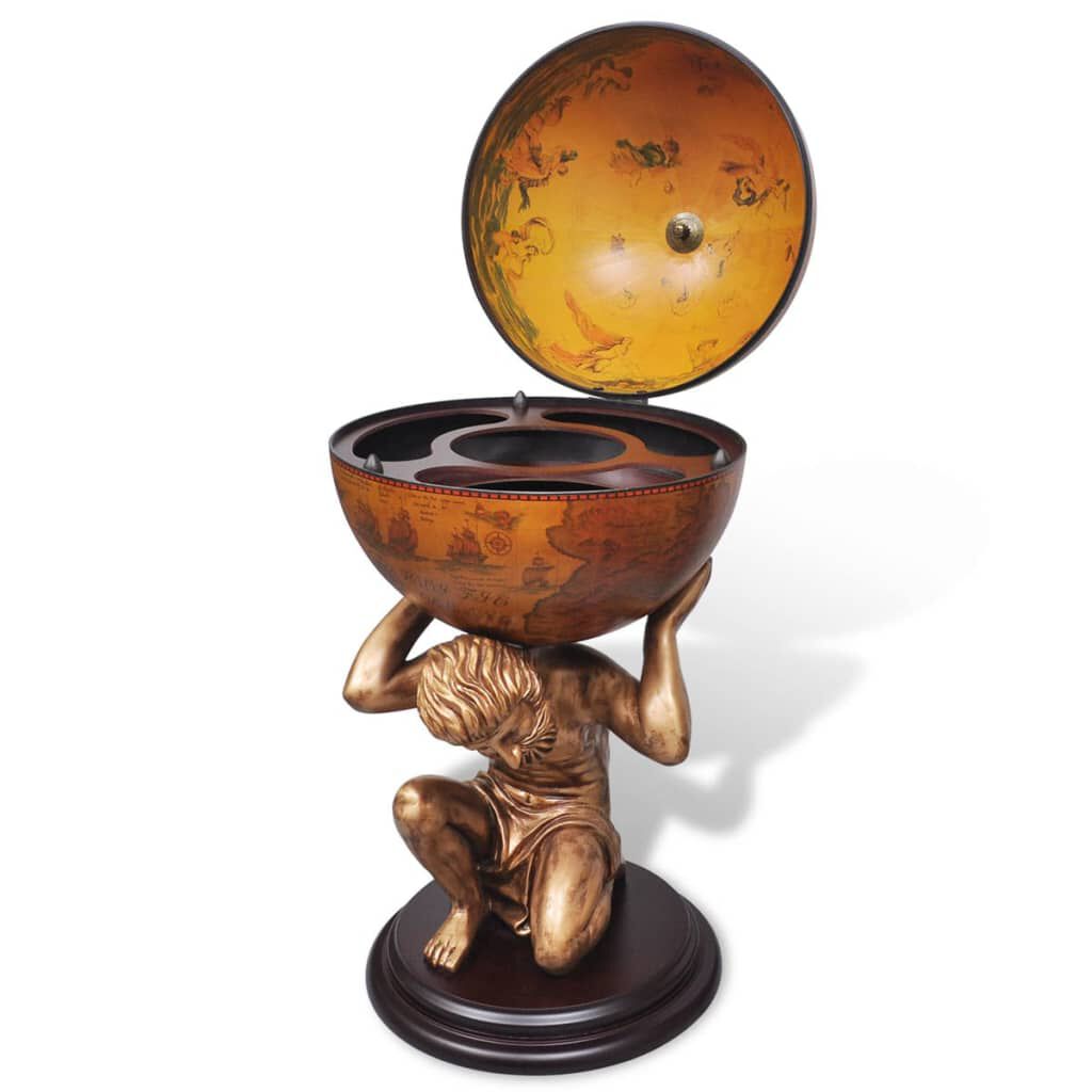 vidaXL Globe Bar Wine Stand Atlas Design 42x42x85 cm
