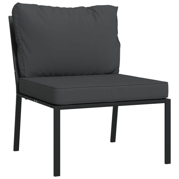 vidaXL 6 Piece Garden Lounge Set with Grey Cushions Steel