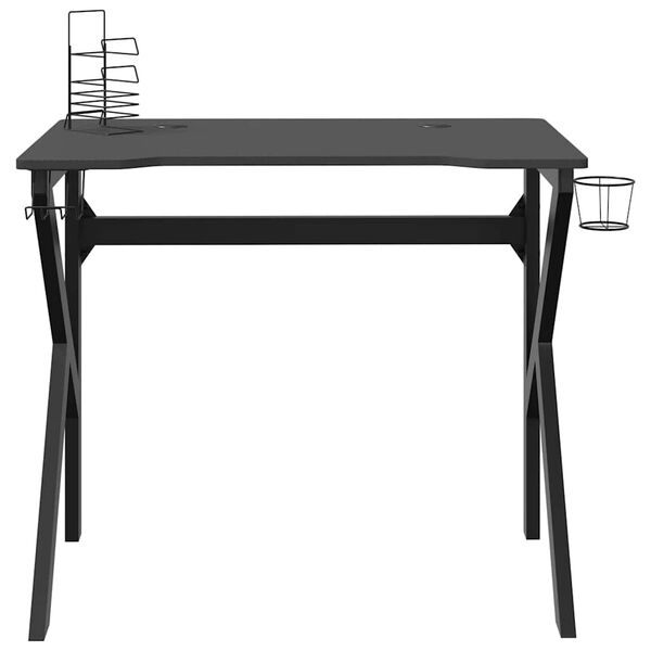 vidaXL Gaming Desk with K Shape Legs Black 90x60x75 cm
