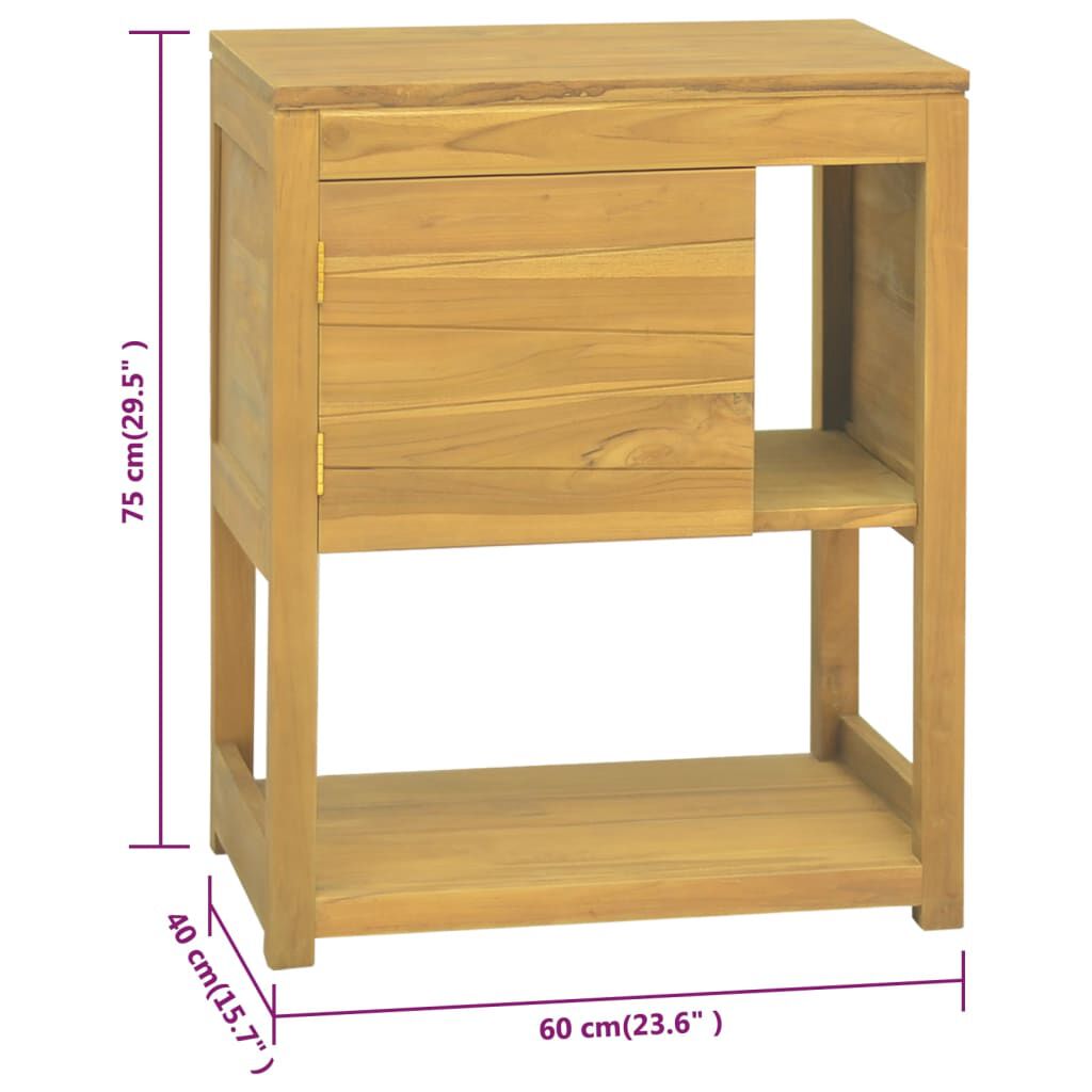 vidaXL Bathroom Cabinet 60x40x75 cm Solid Wood Teak