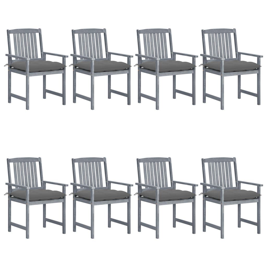 vidaXL Garden Chairs with Cushions 8 pcs Solid Acacia Wood Grey