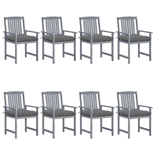 vidaXL Garden Chairs with Cushions 8 pcs Solid Acacia Wood Grey