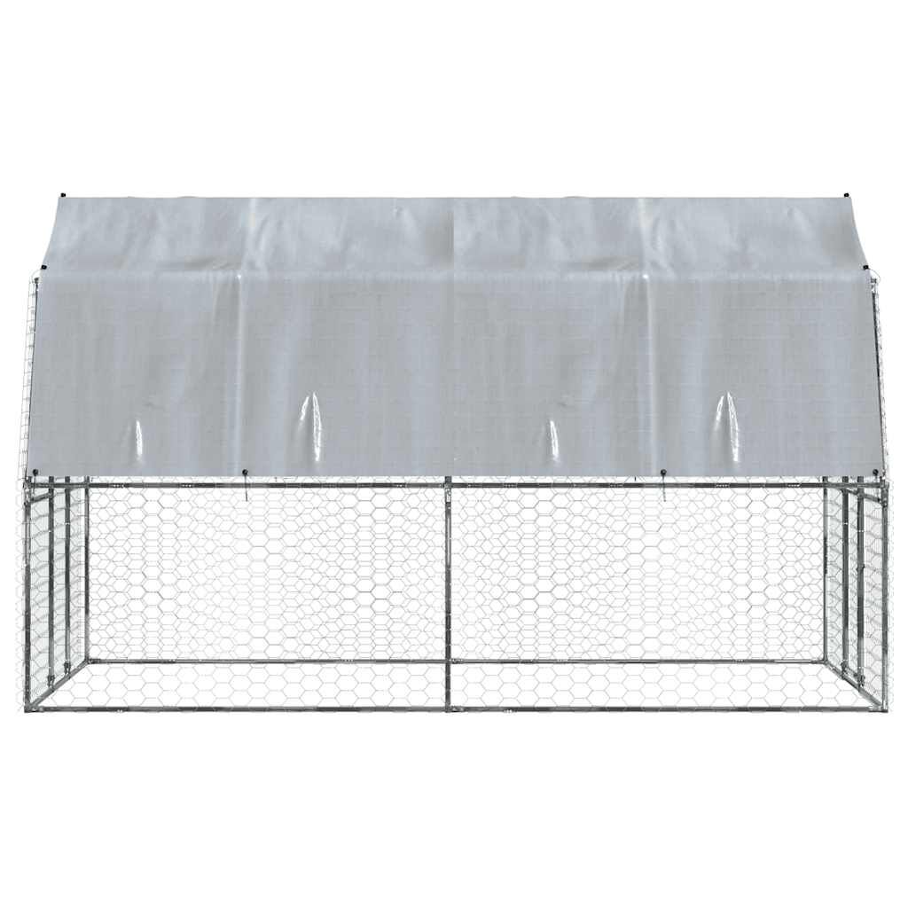 vidaXL Dog Cage with Roof and Door Silver Galvanised Steel