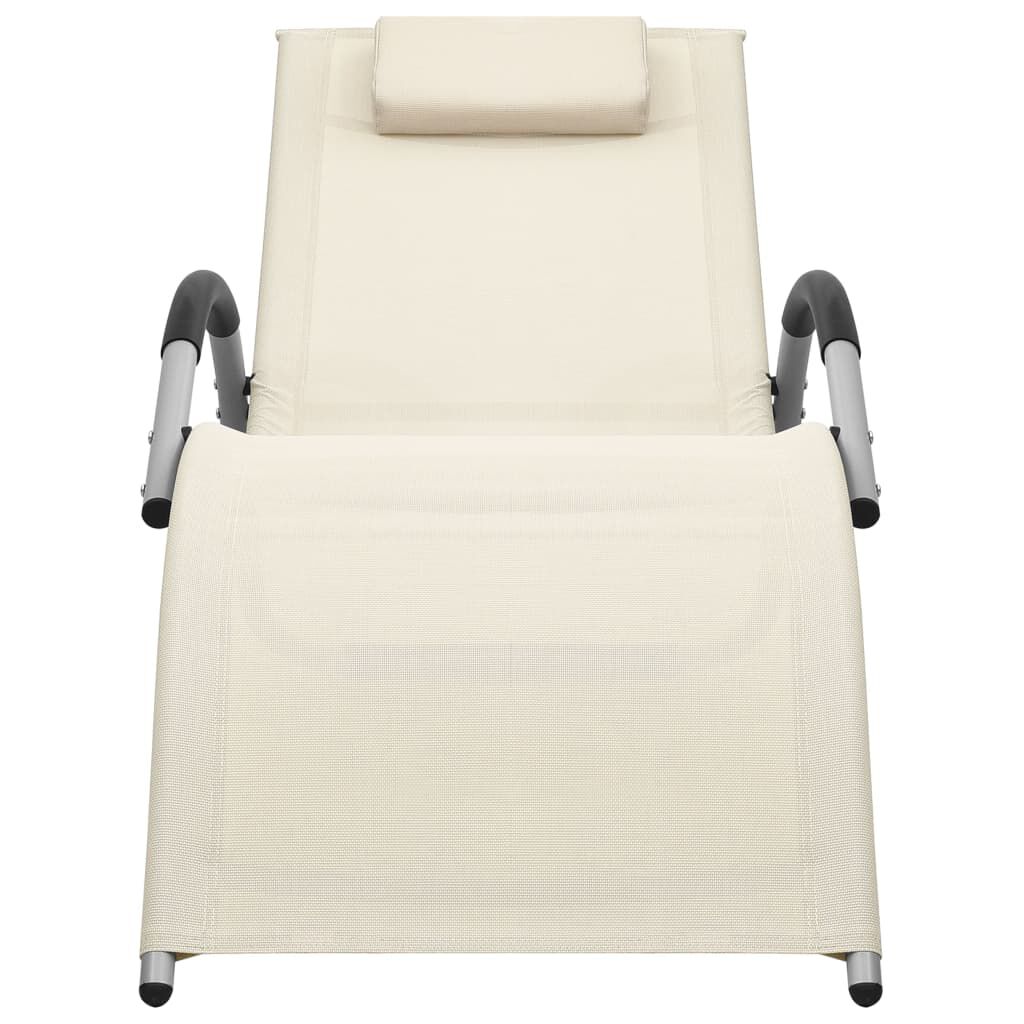 vidaXL Sun Lounger Textilene Cream and Grey