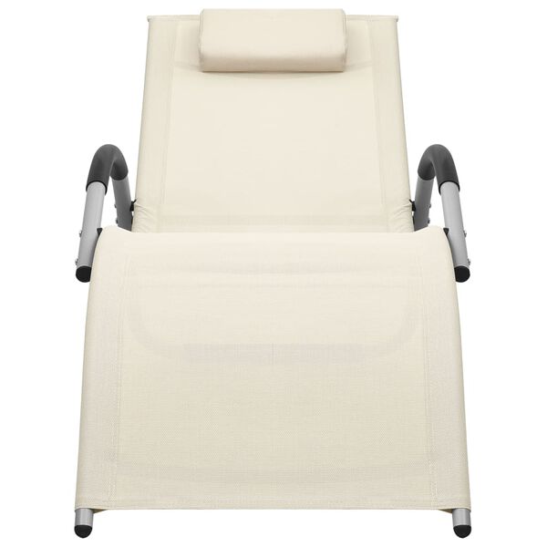 vidaXL Sun Lounger Textilene Cream and Grey