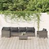 vidaXL 7 Piece Garden Lounge Set with Cushions Grey Poly Rattan