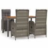 vidaXL 5 Piece Garden Dining Set with Cushions Grey Poly Rattan