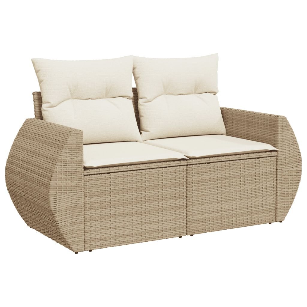 vidaXL 6 Piece Garden Sofa Set with Cushions Beige Poly Rattan