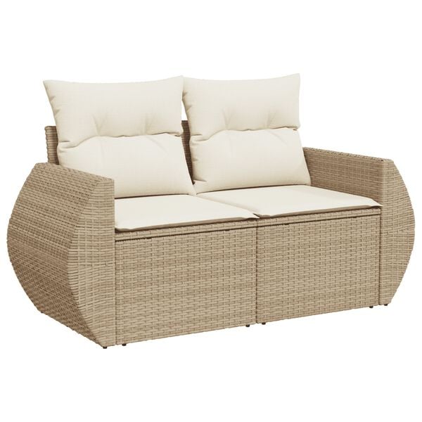 vidaXL 6 Piece Garden Sofa Set with Cushions Beige Poly Rattan