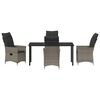 vidaXL Garden Dining Set with Cushion 5 pcs Grey Poly Rattan