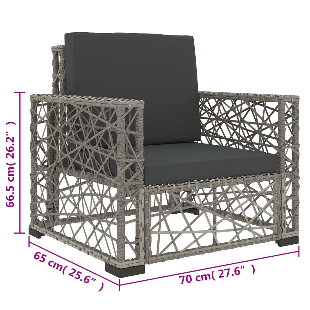 vidaXL 6 Piece Garden Lounge Set with Cushions Poly Rattan grey