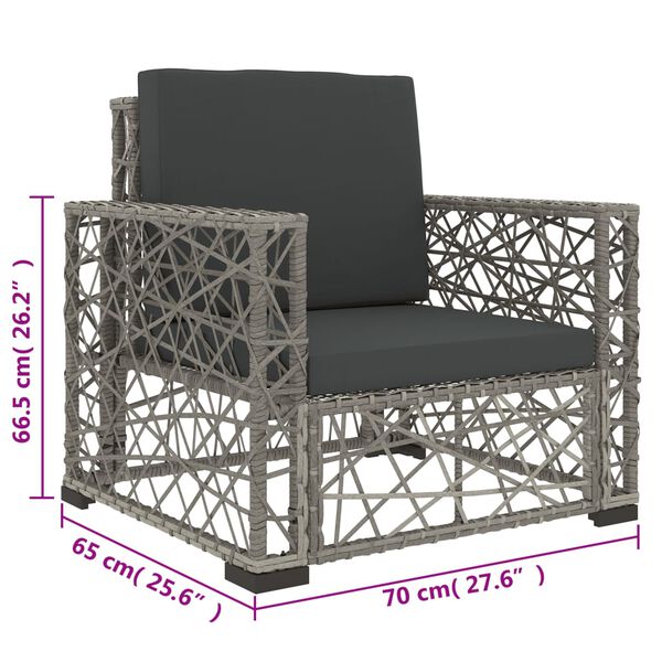 vidaXL 6 Piece Garden Lounge Set with Cushions Poly Rattan grey