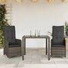 vidaXL 5 Piece Garden Bistro Set with Cushions Grey Poly Rattan