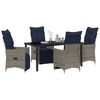 vidaXL Table and Chair Set with Cushion 5 pcs Grey PE Rattan