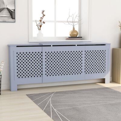 vidaXL MDF Radiator Cover Grey 205 cm