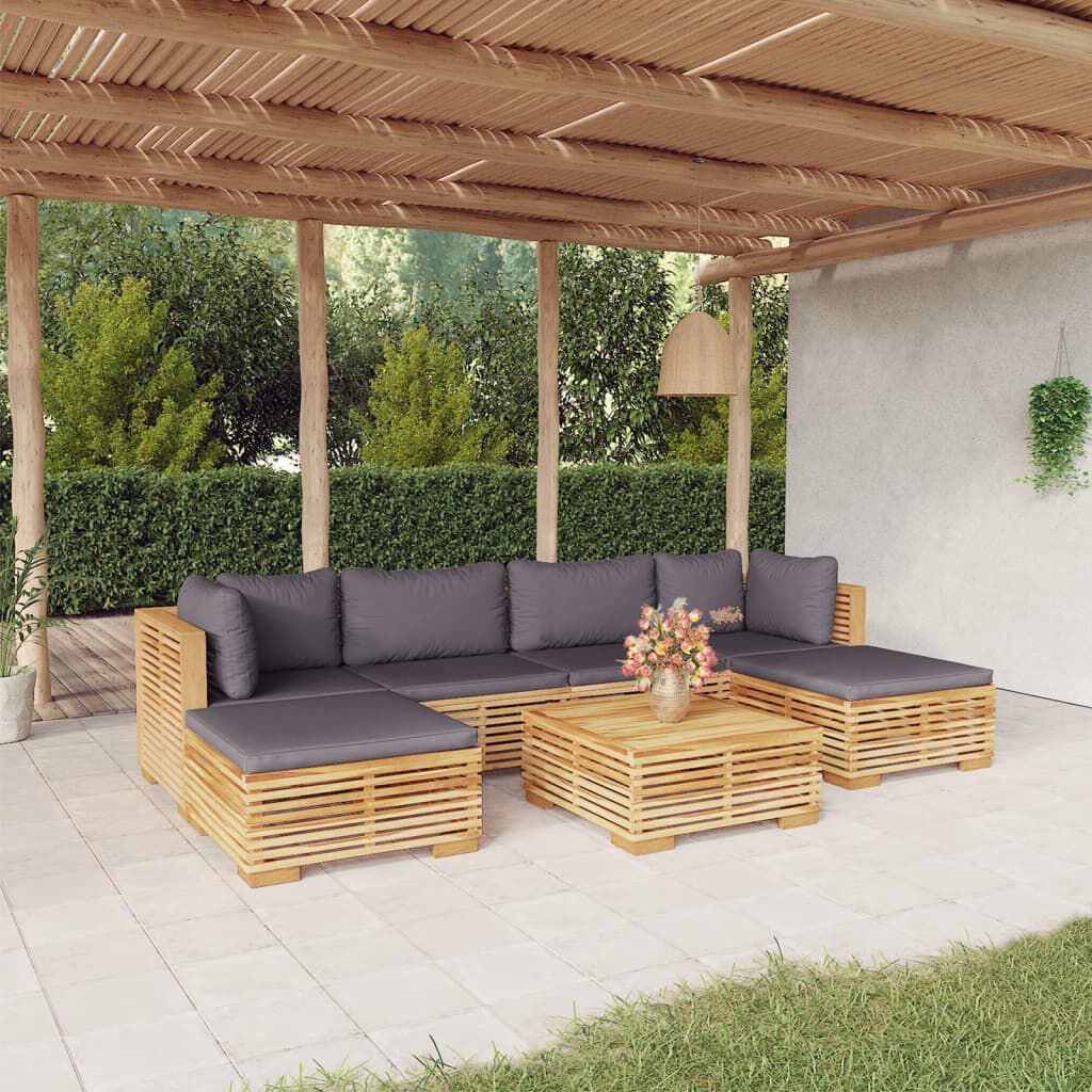 vidaXL 7 Piece Garden Lounge Set with Cushions Solid Teak Wood