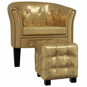 vidaXL Tub Chair with Footstool Gold Faux Leather