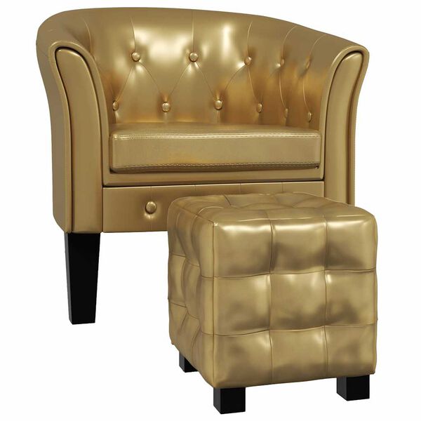 vidaXL Tub Chair with Footstool Gold Faux Leather