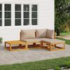 vidaXL 4 Piece Garden Lounge Set with Taupe Cushions Solid Wood