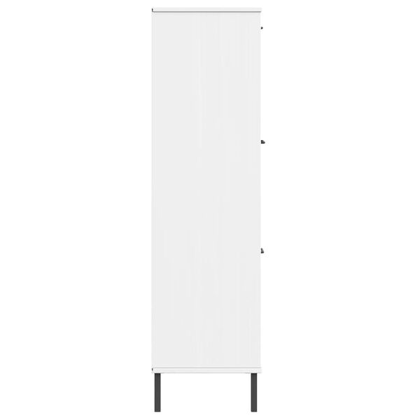 vidaXL Bookcase with Metal Legs White 90x35x128.5 cm Solid Wood OSLO