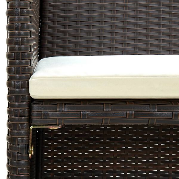 vidaXL 2 Seater Garden Sofa with Cushions Brown Poly Rattan