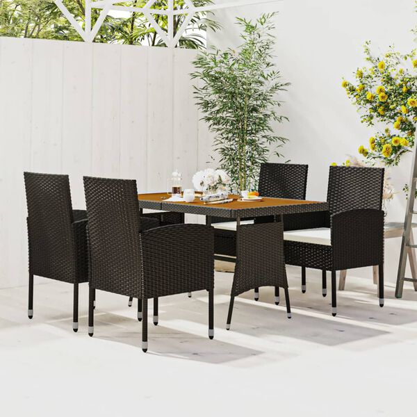vidaXL 5 Piece Outdoor Dining Set Poly Rattan Black