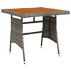vidaXL Garden Table Grey 70x70x72 cm Poly Rattan & Solid Acacia Wood