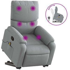 vidaXL Stand up Massage Recliner Chair Light Grey Fabric