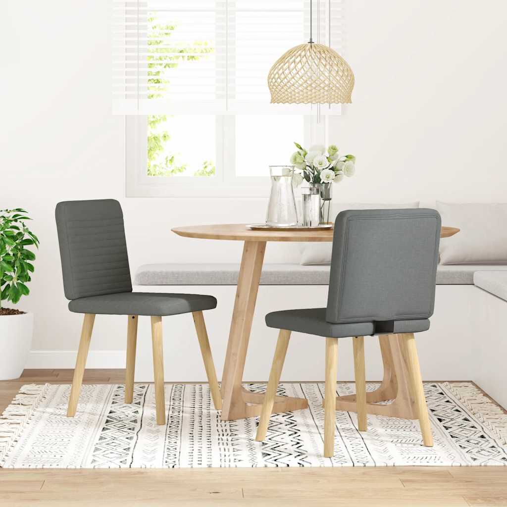 vidaXL Dining Chairs 2 pcs Dark Grey Fabric