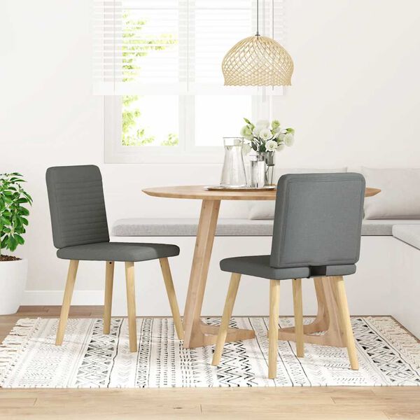 vidaXL Dining Chairs 2 pcs Dark Grey Fabric