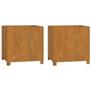 vidaXL Planters with Legs 2 pcs Rusty 50x50x50 cm Corten Steel