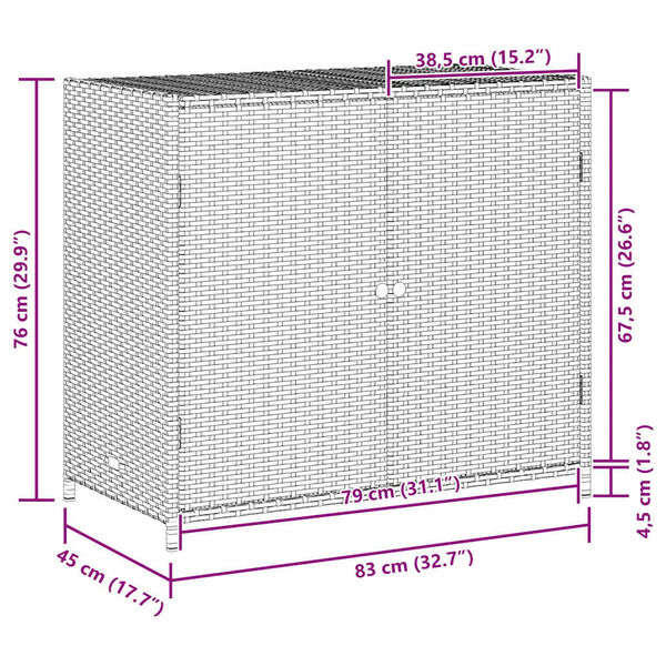 vidaXL Garden Storage Cabinet Brown 83x45x76 cm Poly Rattan