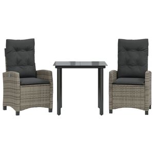 vidaXL 5 Piece Garden Dining Set with Cushions Grey Poly Rattan